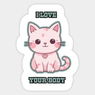 Adorable pink Cat  for feline lover Sticker